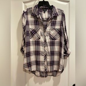 ANA Plaid Button Down Blouse -Sz Med